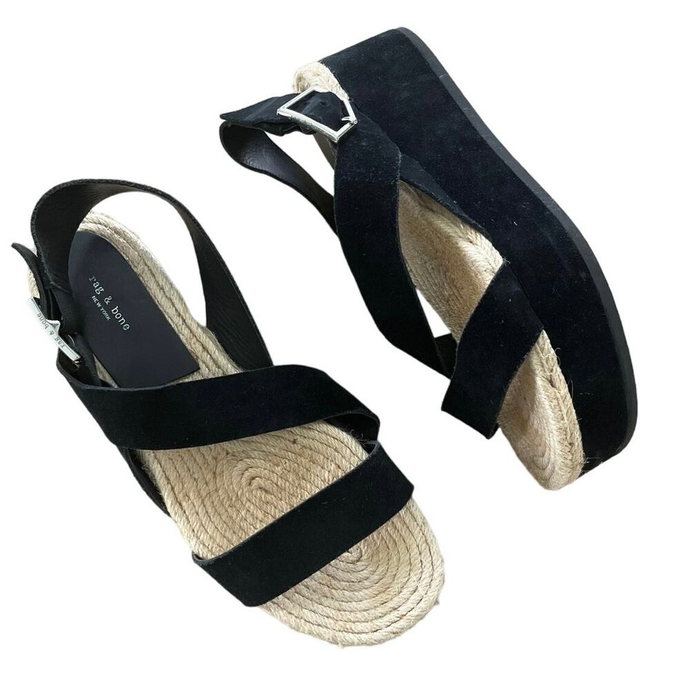 Rag & Bone Megan Black Suede Platform
Wedge Sandal Size 39